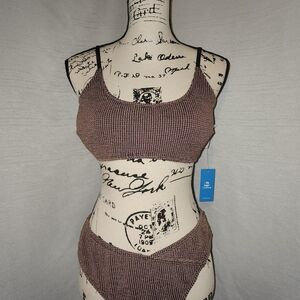 Cupshe Brown Ribbed Knit Bikini Set